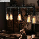 GobekUsa Steampunk Metal Water Pipe Pendant Light - 5 Bulbs - Black, Ideal for Dining Room or Hanging Island