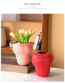 GobekUsa Strawberry Cartoon Ceramic Vase for Kids Room