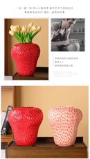 GobekUsa Strawberry Cartoon Ceramic Vase for Kids Room