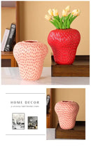 GobekUsa Strawberry Cartoon Ceramic Vase for Kids Room