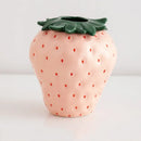 Red and green strawberry shaped ceramic planter pot kitchen decor by Decorbites