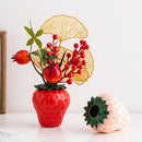 Red and green strawberry shaped ceramic planter pot kitchen decor by Decorbites