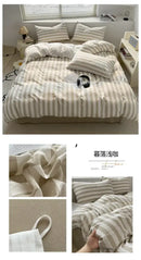 GobekUsa Striped Quilt Set with Pillowcases and Sheet