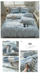 GobekUsa Striped Quilt Set with Pillowcases and Sheet