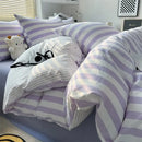 GobekUsa Striped Quilt Set with Pillowcases and Sheet