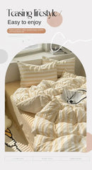GobekUsa Striped Quilt Set with Pillowcases and Sheet