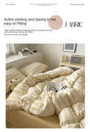 GobekUsa Striped Quilt Set with Pillowcases and Sheet