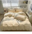 GobekUsa Striped Quilt Set with Pillowcases and Sheet