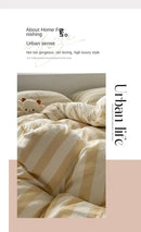 GobekUsa Striped Quilt Set with Pillowcases and Sheet