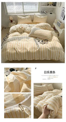 GobekUsa Striped Quilt Set with Pillowcases and Sheet