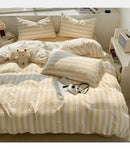 GobekUsa Striped Quilt Set with Pillowcases and Sheet
