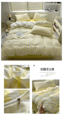 GobekUsa Striped Quilt Set with Pillowcases and Sheet