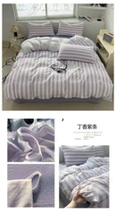 GobekUsa Striped Quilt Set with Pillowcases and Sheet