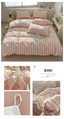 GobekUsa Striped Quilt Set with Pillowcases and Sheet