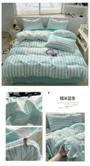 GobekUsa Striped Quilt Set with Pillowcases and Sheet