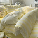 GobekUsa Striped Quilt Set with Pillowcases and Sheet