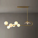 GobekUsa Stylish Brass Finish Postmodern Suspension Lamp with Glass Shade - Creative Island Light featuring Ball and Lotus Leaf Design