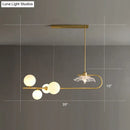 GobekUsa Stylish Brass Finish Postmodern Suspension Lamp with Glass Shade - Creative Island Light featuring Ball and Lotus Leaf Design