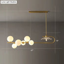 GobekUsa Stylish Brass Finish Postmodern Suspension Lamp with Glass Shade - Creative Island Light featuring Ball and Lotus Leaf Design
