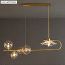 GobekUsa Stylish Brass Finish Postmodern Suspension Lamp with Glass Shade - Creative Island Light featuring Ball and Lotus Leaf Design
