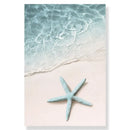 Coastal blue starfish beach seashell canvas wall art for living room by Decorbites