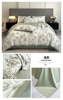GobekUsa Summer Floral Satin Silk Duvet Cover Set