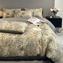 GobekUsa Summer Floral Satin Silk Duvet Cover Set