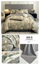 GobekUsa Summer Floral Satin Silk Duvet Cover Set