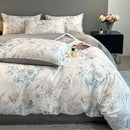 GobekUsa Summer Floral Satin Silk Duvet Cover Set