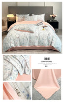 GobekUsa Summer Floral Satin Silk Duvet Cover Set