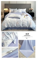 GobekUsa Summer Floral Satin Silk Duvet Cover Set
