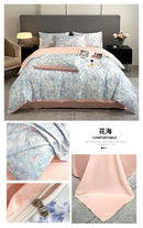 GobekUsa Summer Floral Satin Silk Duvet Cover Set