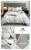 GobekUsa Summer Floral Satin Silk Duvet Cover Set