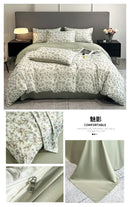 GobekUsa Summer Floral Satin Silk Duvet Cover Set