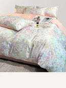 GobekUsa Summer Floral Satin Silk Duvet Cover Set