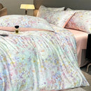 GobekUsa Summer Floral Satin Silk Duvet Cover Set