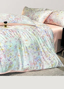 GobekUsa Summer Floral Satin Silk Duvet Cover Set