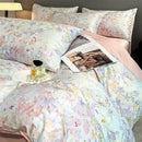 GobekUsa Summer Floral Satin Silk Duvet Cover Set