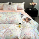 GobekUsa Summer Floral Satin Silk Duvet Cover Set