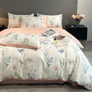 GobekUsa Summer Floral Satin Silk Duvet Cover Set