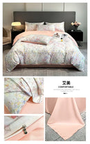 GobekUsa Summer Floral Satin Silk Duvet Cover Set