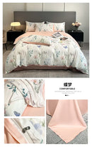 GobekUsa Summer Floral Satin Silk Duvet Cover Set