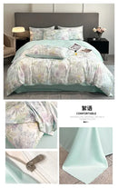 GobekUsa Summer Floral Satin Silk Duvet Cover Set