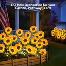 Set of 5 yellow sunflower solar garden lights for lawn decor by Decorbites