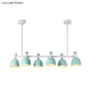 GobekUsa Swivelable Macaron Island Pendant in Grey/Blue/Green for Dining Room with 4/6 Bulbs