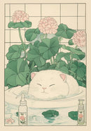 GobekUsa Tabby Cat in Bathtub Canvas Wall Art