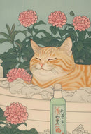 GobekUsa Tabby Cat in Bathtub Canvas Wall Art
