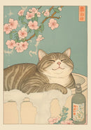 GobekUsa Tabby Cat in Bathtub Canvas Wall Art