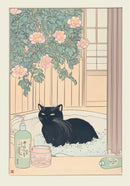 GobekUsa Tabby Cat in Bathtub Canvas Wall Art