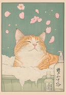 GobekUsa Tabby Cat in Bathtub Canvas Wall Art